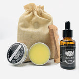 Beard Care Growth Kit, Beard Oil+ Beard Balm+ Beard Comb+ Beard Brush, Perfect Gift for Men