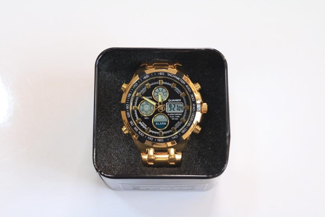 Luxury brand Quamer Watches men quartz watch sport Military LED Digital  Fashion gold wristwatches relogio masculino - AliExpress